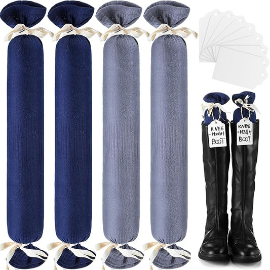 2 Pairs Boot Shaper Stands with 8 Labels Cotton Tall Boot Inserts for Closet Organization