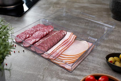 Pikanty Deli Meat Container | Airtight Food Storage Box with Hinged Lid | Cheese and Cold Cuts Holder for Refrigerator | Dishwasher & Freezer Safe | Made in USA