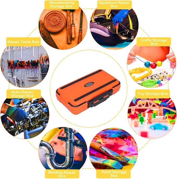 Small Parts Organizer with Dividers, 30-Compartments Hardware Tool Storage Box, Waterproof Seal & Locking Parts Organizers Case for Nail Screws, Nuts, Bolts, Orange