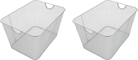YBM HOME Kitchen Pantry Organizer Wire Baskets for Shelves, Cabinets, Pantry, Countertop, Mesh Open Storage Bin Metal Basket for Organizing Food Supplies, 2 Pack, 15x12x11.5