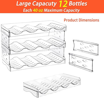 Baosia Stackable Wine Rack,Wine Bottle Holder for Inside Cabinet,for Pantry,Refrigerator,Countertop Organization-3 Tiers for 12 Bottles