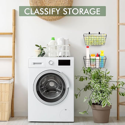 Wire Hanging Wall Basket, 4 Black Baskets Set Adhesive Wall Mount Organizer for Pantry Kitchen RV Bathroom Cabinet Storage Organization