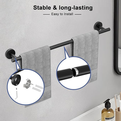 Matte Black Towel Bar, 30 Inch Towel Racks for Bathroom Wall Mounted, SUS304 Stainless Steel Bathroom Towel Holder, Total Length 32.4 Inch Towel Bars
