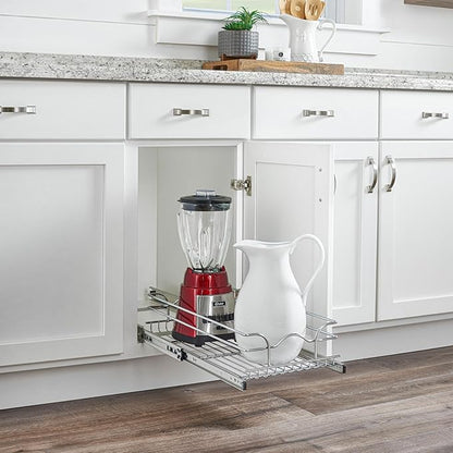 Rev-A-Shelf Kitchen Cabinet Pullout Shelf and Drawer Organizer Slide Out Pantry Storage Basket in Multiple Sizes, 12 x 20 In, 5WB1-1220CR-1