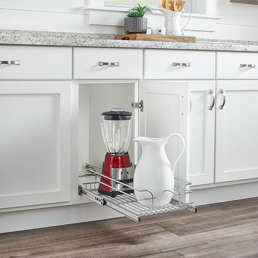 Rev-A-Shelf Kitchen Cabinet Pullout Shelf and Drawer Organizer Slide Out Pantry Storage Basket in Multiple Sizes, 12 x 20 In, 5WB1-1220CR-1