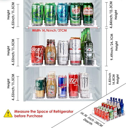 BingoHive Drink Dispenser for Refrigerator, Self-Pushing Soda Can Organizer for Fridge, 5 Rows already Assembled, Automatic Can Dispenser with Spring Loaded for Refrigerator Holds 25 cans, White