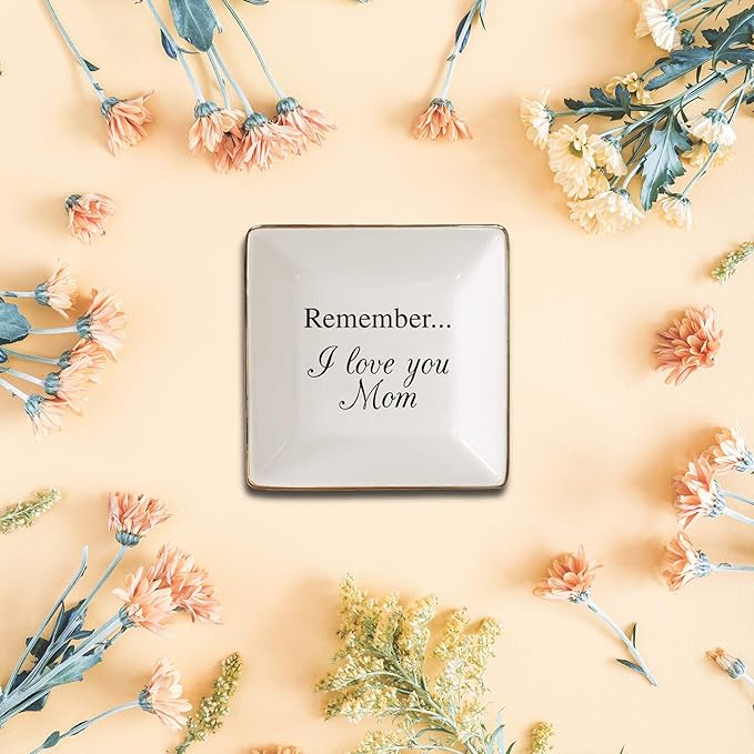 Simply Charmed Love You Mom Jewelry Dish - Elegant Trinket Tray for Rings & Small Keepsakes - Gifts for Mom from Daughter or Son - Gift for Valentine's Day, Mother's Day or Birthday