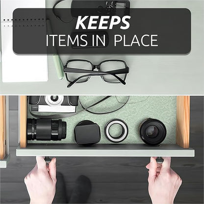 FIFTY FEET 12X240 Inch Shelf Liner with Scissor & Tape Measure for Kitchen Cabinets, PVC Drawer Liner for Dresser Non-Slip Bathroom, Non-Adhesive Cabinet Liner Washable (Green)