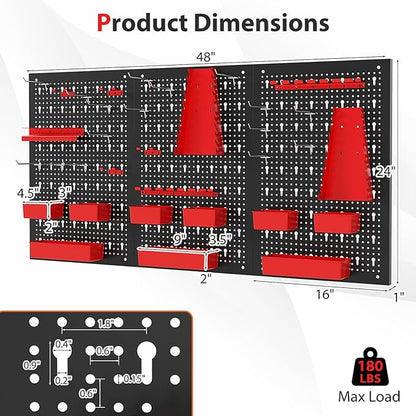 Goplus Pegboard Wall Organizer, 9-Bin Parts Rack Organizer w/Hammer Racks, Tool Holders & Hooks, Heavy-Duty Utility Tool Storage Board w/Accessories for Garage, Workshop, Craft Room