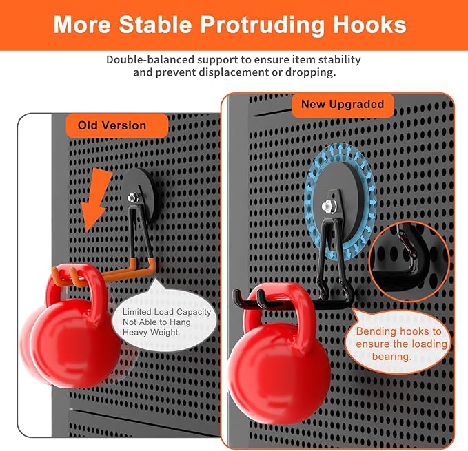 ENUODA Large Magnetic Hooks Heavy Duty Magnetic Tool Holder Strong Magnet Hooks for Hanging Shovel, Garden Tool, Toolbox, Power Tool, Broom, Garage, Locker, Container, 2 PCS