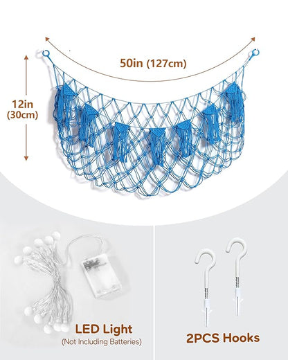 Stuffed Animal Storage Hammock Net with Lights - Small Toy Hammock Net for Stuffed Animals Room Decor,Cute Stuff Animal Organizer Holder for Teddy Bear,Nursery Kids Baby Wall Hanging Bedroom Playroom