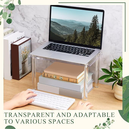 1 Pcs 13 Inch Acrylic Risers Display Stands Rectangular 4-leg Acrylic Plant Stand, 6mm Thick Clear Shelf Riser Display Stands for Decor Collectibles Figures and Item Photography