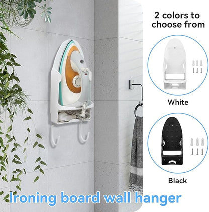 Ironing Board Hanger Wall Mount, Electric Iron and Iron Board Holder for Household Bathroom, Laundry Room(White)