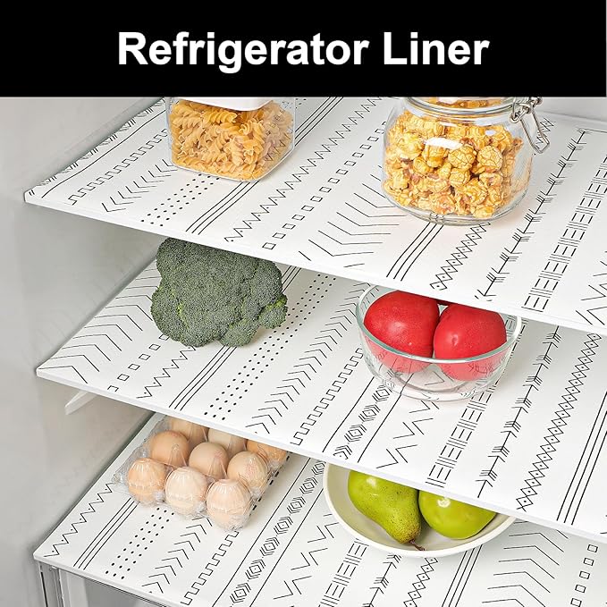 Cooyes Shelf Liners for Kitchen Cabinets Refrigerator Liners Waterproof & Oil-Proof Kitchen Cupboard Liner Drawer Mats EVA Material Non Adhesive Fridge Liner for Shelves