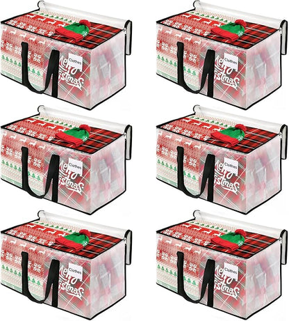 BlissTotes Moving Bags, 6-Pack Storage Bags, Moving Bags Heavy Duty Extra Large, Moving Totes, Clear moving Bags, Reinforced Handles & Tag Pocket (125L)