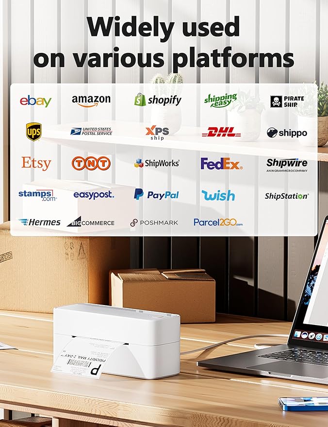 Phomemo Bluetooth Shipping Label Printer, 241BT 4X6 Wireless Thermal Label Printers for Small Business, Label Printer for Shipping Package, Compatible with iPhone, Android, Amazon