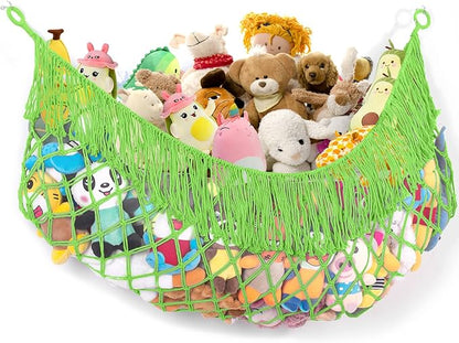 Stuffed Animal Hammock - Extra Large 63'' Long, Stuffed Animal Storage, stuffed animal Holder net, Hammock Large, Storage Hanging Organizer - Apple green