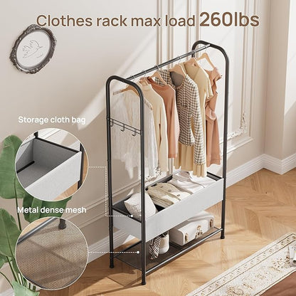 Freestanding Metal Garment Rack - Heavy Duty Coat & Clothes Hanger for Hanging/Drying, Portable Closet Storage for Laundry Room/Bedroom, Black