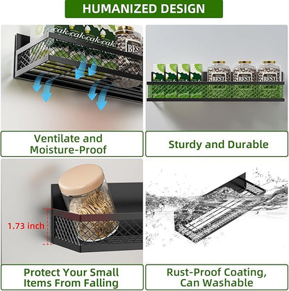 Magnetic Spice Rack for Refrigerator, 3 Pack Magnetic Shelf for Refrigerator, Movable Magnetic Basket is Used for Side Storage in Ovens, Microwaves, or Washing Machines
