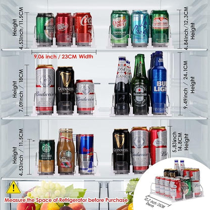 Automatic Soda Can Organizer Refrigerator Can Dispenser for Beer Soda Seltzer already Assembled Drink Pop Can Holder Self-Pushing Drink Organizer for Fridge Storage 15 cans of 11.15oz 12oz 16oz 16.9oz