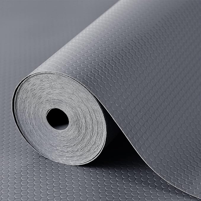 Shelf Liners for Kitchen Cabinets Non Adhesive Drawer Liner for Bathroom Waterproof Refrigerator Liners for Shelves Fridge Plastic Mats Cabinet Cupboard Liner Gray 2 Rolls 11.8 x 236.2 Inches