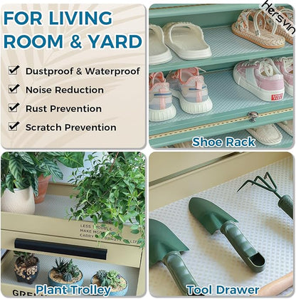 Hersvin Shelf Liners 22 in x 20 ft EVA Drawer Mats, Non-Adhesive Cupboard Protector, Kitchen Cabinet Lining Fridge Liner (Clear Crossed Stripe, 56x610cm)