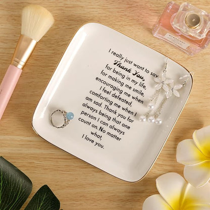 PUDDING CABIN Thank You Gift for Women Mom Teacher Coworkers Ring Dish-Thank You for Always Being That One Person I can Count On, I Love You for Mom, Appreciation Gifts for Women
