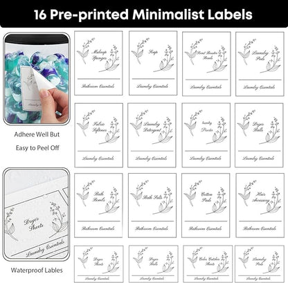 3 Pack Laundry Powder Container & Dryer Sheet Holder, Plastic Laundry Room Organization and Storage Jars with Lids, Labels & Scoops for Powder, Detergent, Scent Booster (Black Lid)
