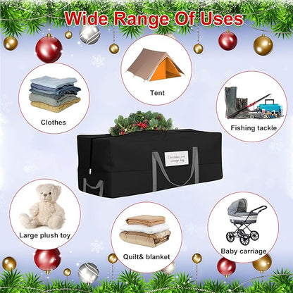 Christmas Tree Storage Bag, Fits Up 8 Ft Tall Artificial Trees, Heavy-Duty 600D Oxford Tree Bag with Reinforced Handles Zipper Clear Pocket, Storage Bags for Moving Items, Clothing, Outdoor, Bedding