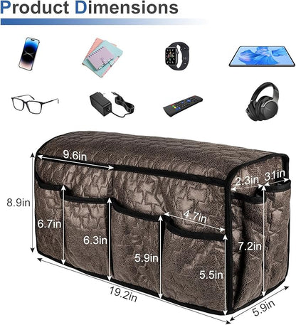 TV Remote Control Holder for Armchair, Arm Chair Caddy for Recliner 14 Pockets, Non-Slip Sofa Armrest Organizer Storage for Cell Phone TV Remote Control Magazines (Brown)