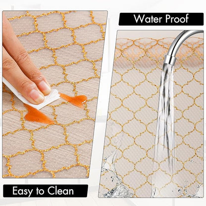 Cooyes Shelf and Drawer Liners for Kitchen Cabinets, Non Adhesive Cabinet Liner, EVA Waterproof Durable Non-Slip Drawer Mats for Shelves, Fridge, Storage, Kitchen Cupboards – Modern Pattern