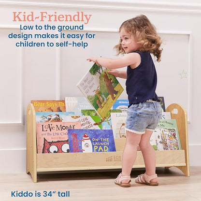 ECR4Kids 3-Shelf Floor Book Display with Handles, 36in, Childrens Furniture, Natural