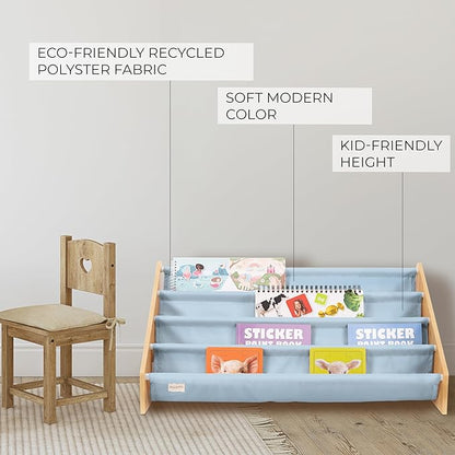 ZICOTO Decorative Wooden Bookshelf for Kids Rooms - Keeps Plenty of Books Neatly Organized & Within Reach for Toddlers - Easy Install Montessori Book Shelf for Baby's Bedroom or Playroom Decor