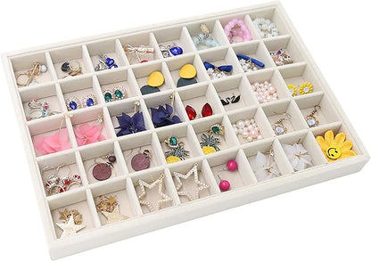 Stratalife Earring Organizer Stackable Jewelry Tray Drawer Organizer Removable Display Tray Organizer for Jewelry Necklace Earring Drawer Insert (40 Grid)