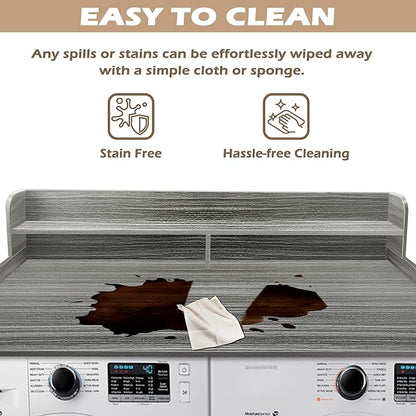 Royxen Laundry Countertop with 2-Tier Shelf Universal Fit, Washer and Dryer Countertop with Storage Space, Shelf Height 11.5 Inches, Solid Wood Core, Eucalyptus