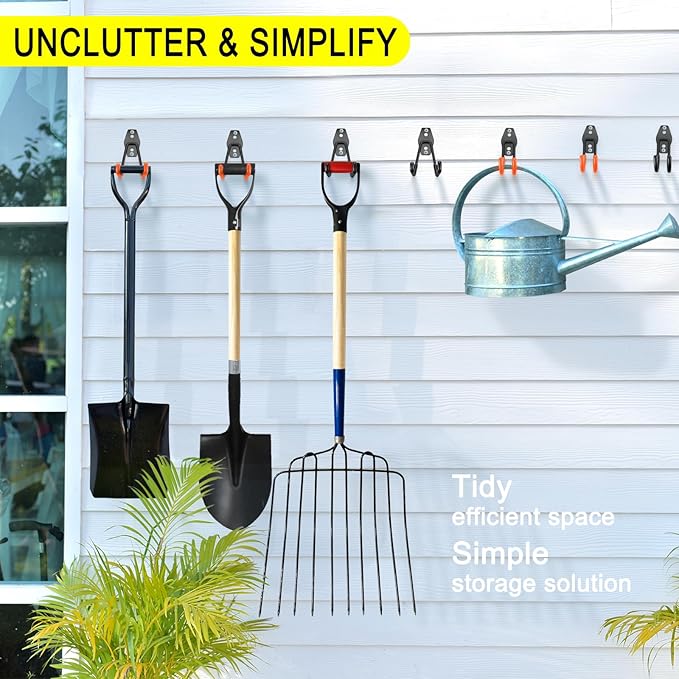 2 Pack Garage Hooks Heavy Duty Storage Organizer Wall Mount Power and Garden Tool Hangers, for Hanging Ladders, Ropes, Hose, Bulk Items