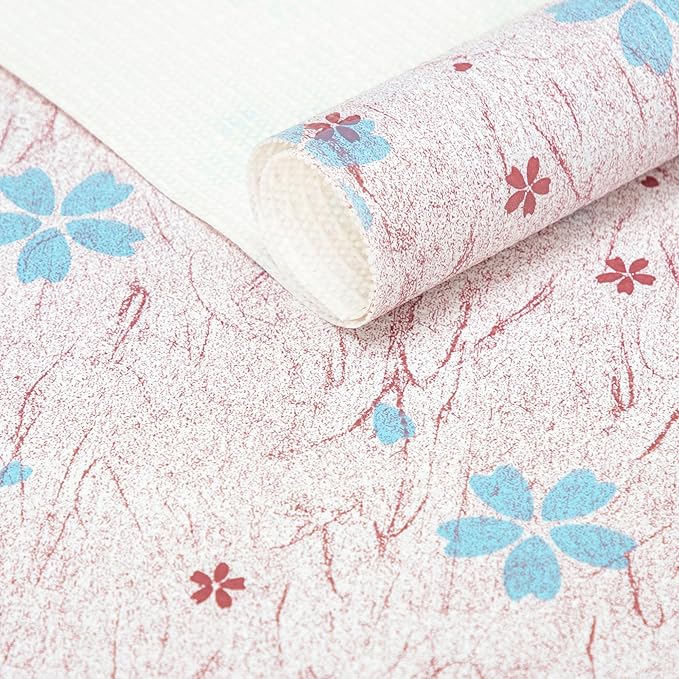 RAY STAR 12X120 Inch Shelf Liner for Kitchen Cabinets, Non-Adhesive Cabinet Liner Washable, PVC Drawer Liner for Dresser Non-Slip Bathroom (Blue-Floral)(4 Roll)