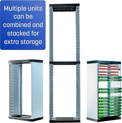ADZ Game Storage Tower – Stores 36 Games or Blu-Ray Disks – Game Holder Rack for PS4, PS5, Xbox One, Xbox Series X/S Games and Blu-Ray Discs (White)