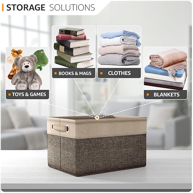 Sorbus Fabric Storage Bins for Shelves - 15 Inch Sturdy Collapsible Storage Bins with 2 Handles, Foldable Baskets for Organizing Home, Closets, Shelf, Toys, Clothes, Large Decorative Storage Baskets