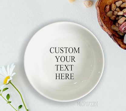 HatafaFurni Custom Text Ring Dish, White Ceramic Jewelry Dish, Design Your Own Text Ring Dish, Personalized Trinket Dish, Bridesmaid Gift, Script Dish Engagement Gift, Your Design Here