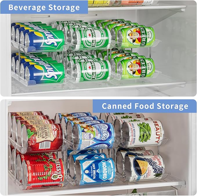Jsyrjing Can Organizer for Pantry Free Combination Can Dispenser, Clear Thickened 3-Tier Storage Rack for 36 Cans Suitable for Cabinet Pantry Fridge Countertop (3 * 3)