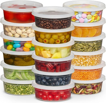 JoyServe Deli Food Containers with Lids - 8 oz 180 Sets- Ideal for Food, Snacks, Takeout, Meal Prep - 1 Cup Small Durable Clear Containers for Food - Stackable and Durable, Dishwasher & Microwave Safe