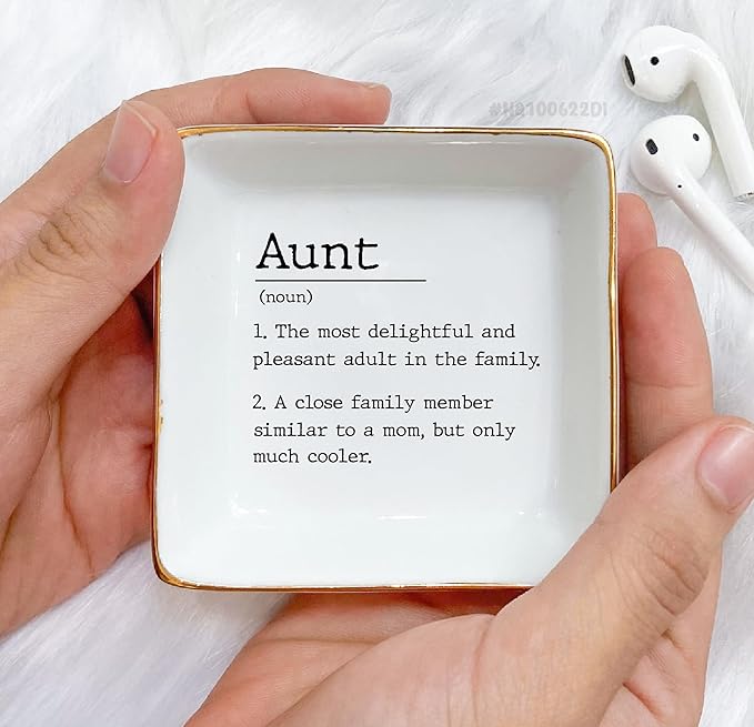 HatafaFurni Aunt Gift, Ring Dish, Jewelry Dish, Jewelry Storage, Mothers Day Gifts, Auntie Gift, Present For Auntie, Auntie Birthday Gift, Gift for Aunt From Niece and Nephew, Gift For Sister…