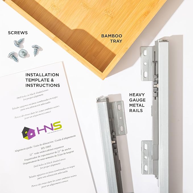 HOLDN’ STORAGE Bamboo Wooden Pull out Cabinet Organizer. 22" W x 21" D - Requires At Least a 23.25" W x 21" D. Cabinet Opening. W/Lifetime Limited Warranty. Bamboo Tray and Heavy gauge metal rails