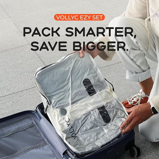 VOLLYC 25L Waterproof Travel Vacuum Bags with Pump, Tear-Resistant Design,Lightweight Compression Storage, Durable Vacuum Seal Bags for Clothing Travel Luggage, Camping, Hiking & Road Trips