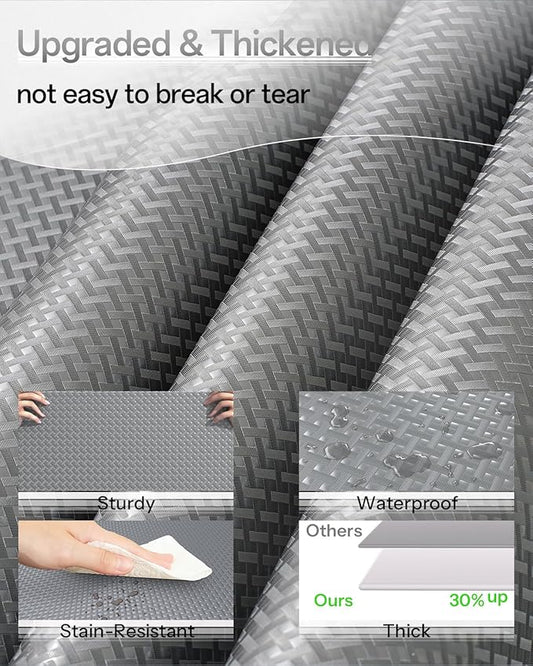 Shelf and Drawer Liner for Kitchen Cabinet, Non-Adhesive 24in x 120in Waterproof Contact Paper Refrigerator Liners Thickened Durable EVA Material Non Slip Mat for Dresser Cupboard Pantry Protector