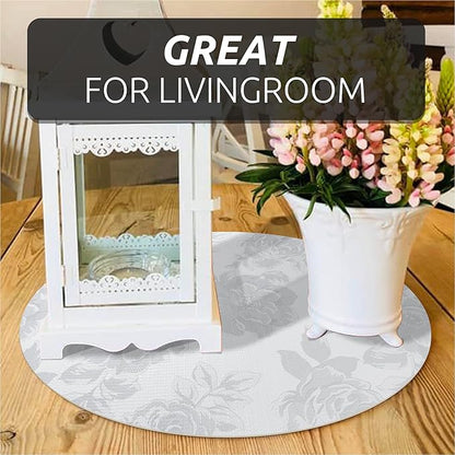 18X96 Inch Shelf Liner for Kitchen Cabinets, PVC Drawer Liner for Dresser Non-Slip Bathroom, Non-Adhesive Cabinet Liner Washable (White Flower)(1 Roll)