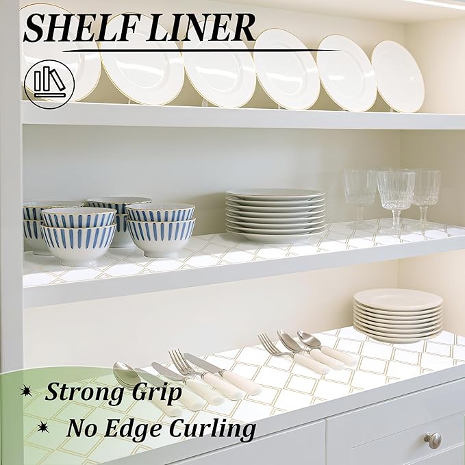 Drawer Liners for Kitchen Cabinets Non Slip Shelf Liner 15 Inch X 20 Ft Waterproof Cabinet Liner Non Adhesive Shelf Paper for Kitchen Bathroom Closet Refrigerator Cupboard Pantry Dress