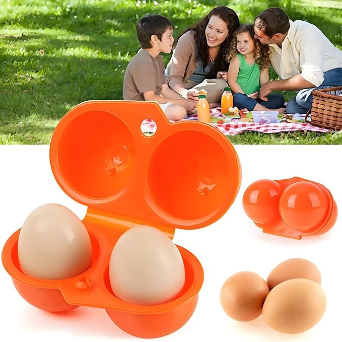 Portable Egg Storage Eggs Holder Box Container Hiking Outdoor Camping Carrier For 2 Egg Case (Orange)