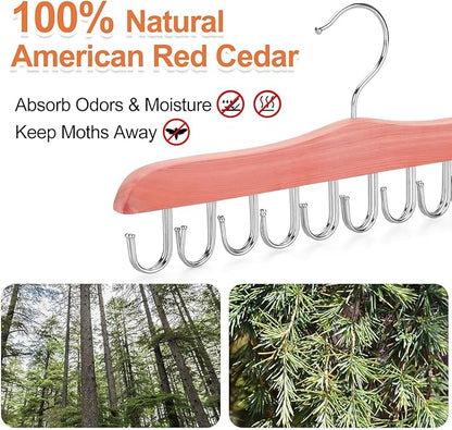 TOPIA HANGER Bra Hangers for Closet Organizer, Cedar Wooden Hangers with 20 Hooks, 2 Packs Hold Up to 80 Bras, Tank Top Hanger Space Saving, Belt Hanger-CT58U